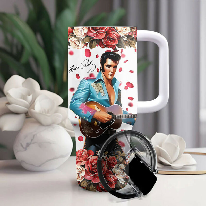 Elvis Presley Music Custom Stanley Quencher 40oz Stainless Steel Tumbler With Handle - Threewoofs - Image 3