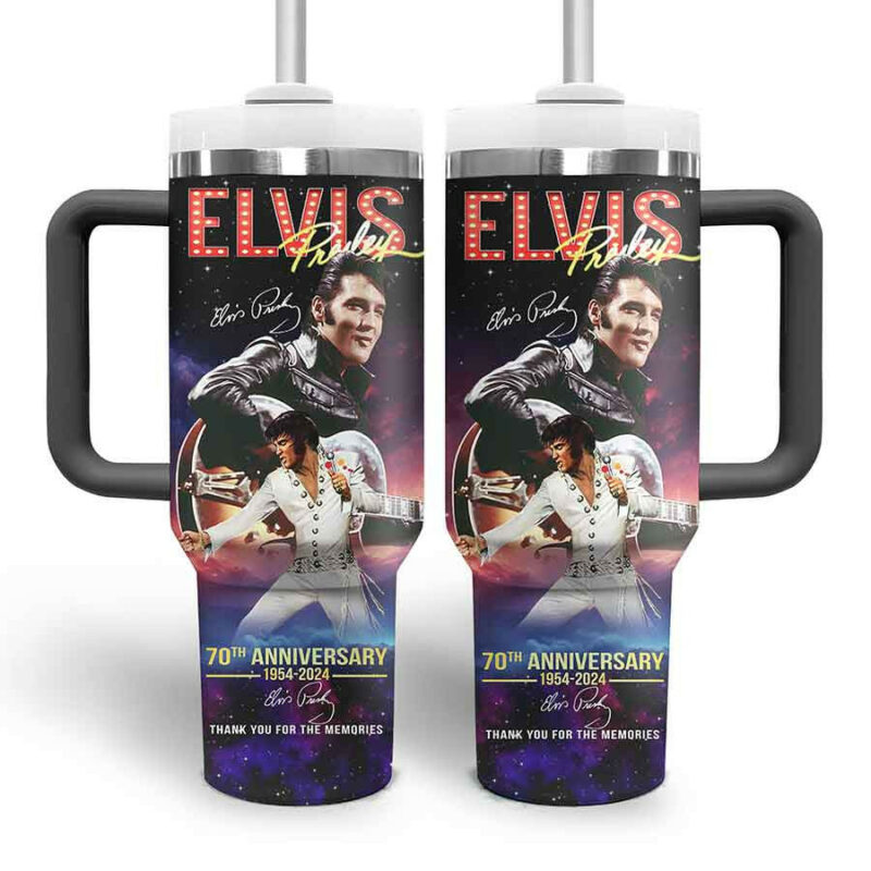 Elvis Presley Music Custom Stanley Quencher 40oz Stainless Steel Tumbler With Handle - Threewoofs - Image 4
