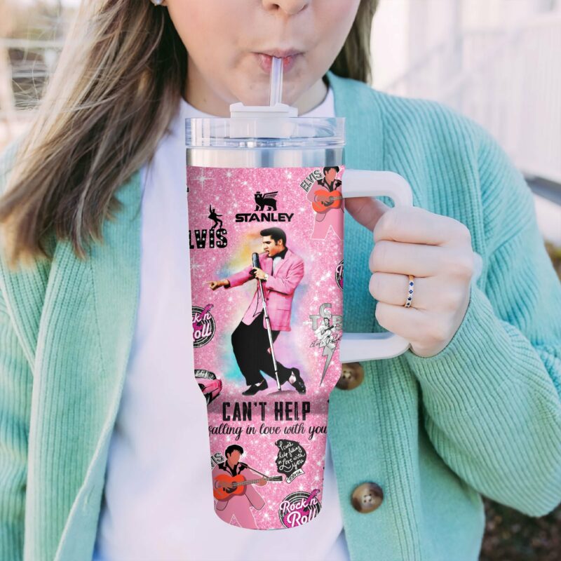 Elvis Presley Music Custom Stanley Quencher 40oz Stainless Steel Tumbler With Handle - Threewoofs - Image 2