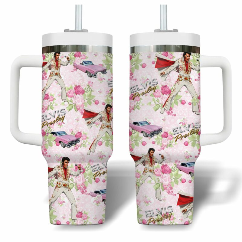 Elvis Presley Music Custom Stanley Quencher 40oz Stainless Steel Tumbler With Handle - Threewoofs - Image 2