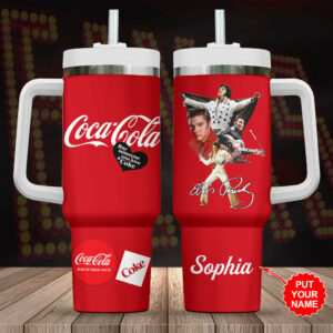 Elvis Presley Music Custom Stanley Quencher 40oz Stainless Steel Tumbler With Handle - Threewoofs