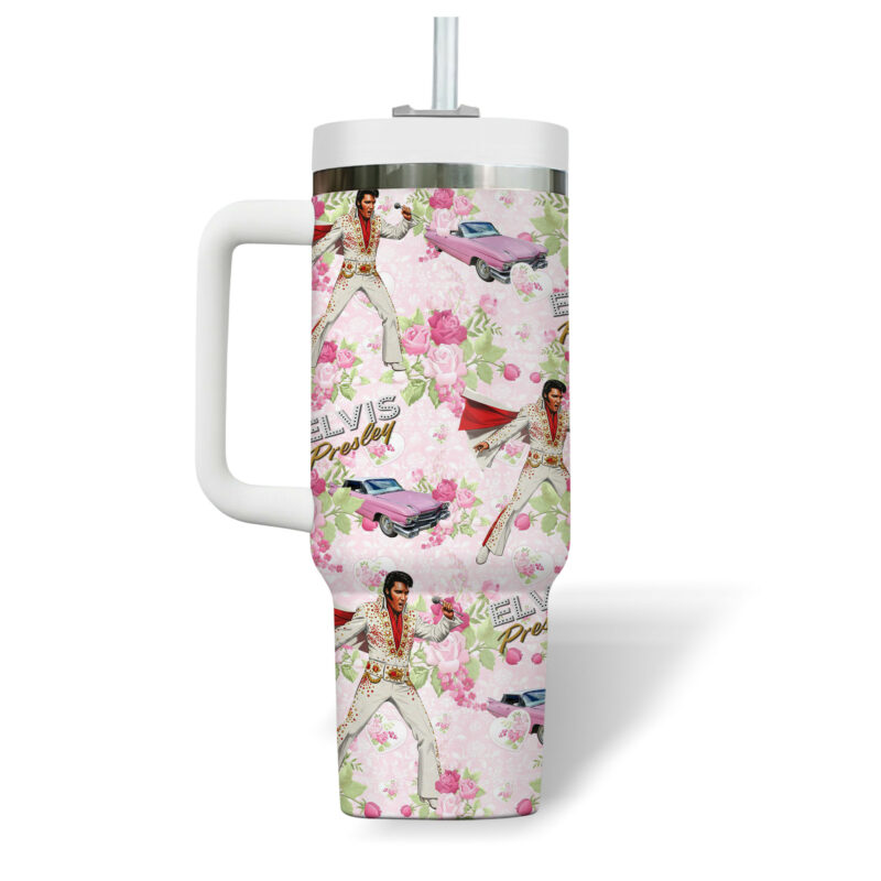 Elvis Presley Music Custom Stanley Quencher 40oz Stainless Steel Tumbler With Handle - Threewoofs - Image 4