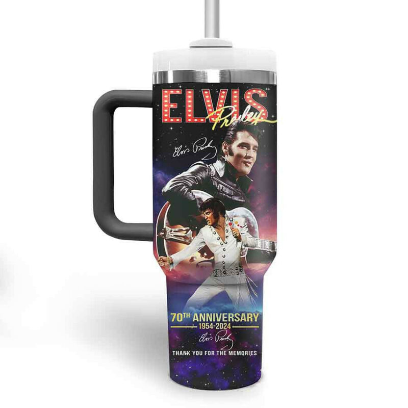 Elvis Presley Music Custom Stanley Quencher 40oz Stainless Steel Tumbler With Handle - Threewoofs - Image 5