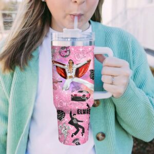 Elvis Presley Music Custom Stanley Quencher 40oz Stainless Steel Tumbler With Handle - Threewoofs