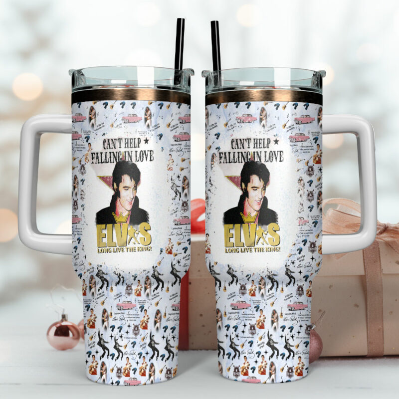 Elvis Presley Music Custom Stanley Quencher 40oz Stainless Steel Tumbler With Handle - Threewoofs - Image 4