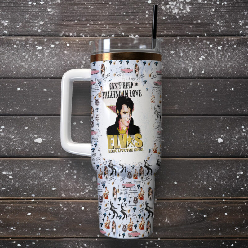 Elvis Presley Music Custom Stanley Quencher 40oz Stainless Steel Tumbler With Handle - Threewoofs - Image 2