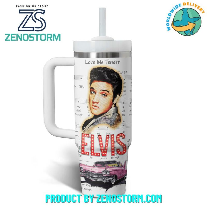 Elvis Presley Music Custom Stanley Quencher 40oz Stainless Steel Tumbler With Handle - Threewoofs - Image 3
