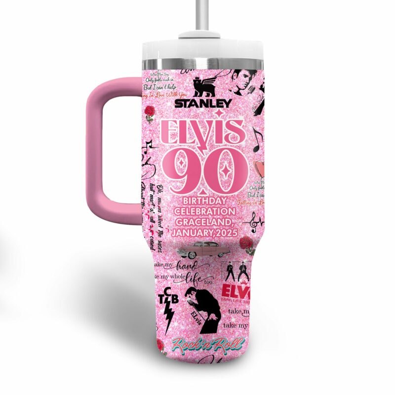Elvis Presley Music Custom Stanley Quencher 40oz Stainless Steel Tumbler With Handle - Threewoofs - Image 2