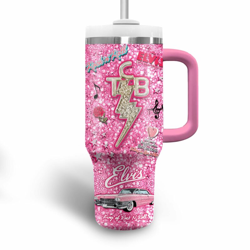 Elvis Presley Music Custom Stanley Quencher 40oz Stainless Steel Tumbler With Handle - Threewoofs - Image 3