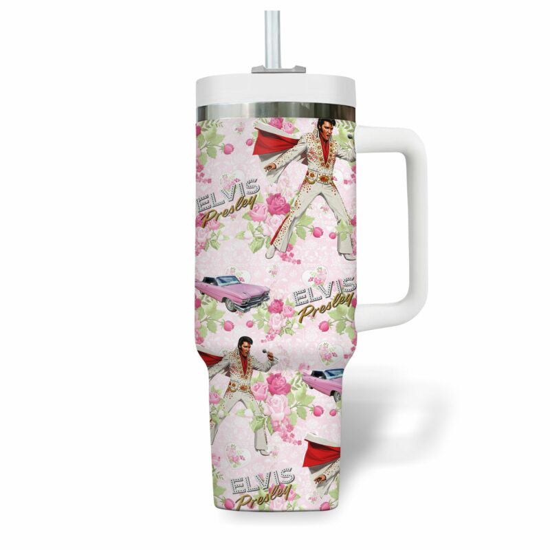 Elvis Presley Music Custom Stanley Quencher 40oz Stainless Steel Tumbler With Handle - Threewoofs - Image 3