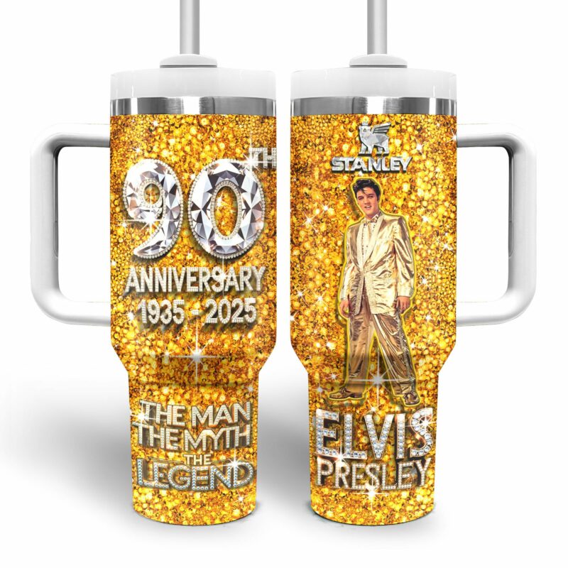 Elvis Presley Music Custom Stanley Quencher 40oz Stainless Steel Tumbler With Handle - Threewoofs - Image 3