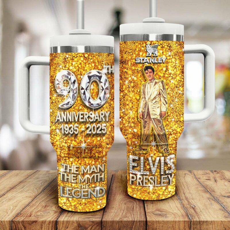 Elvis Presley Music Custom Stanley Quencher 40oz Stainless Steel Tumbler With Handle - Threewoofs - Image 2