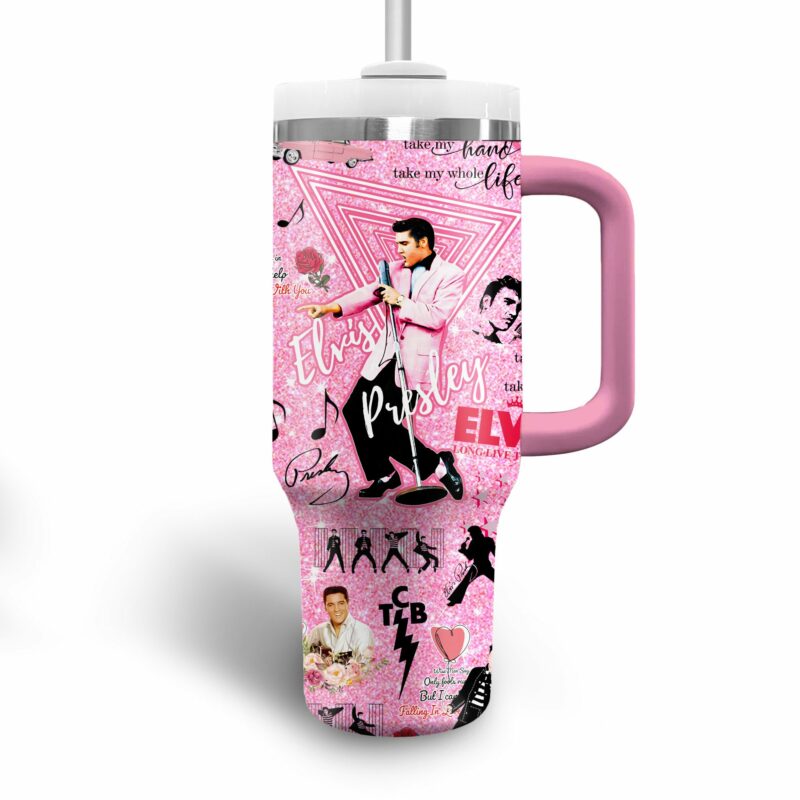 Elvis Presley Music Custom Stanley Quencher 40oz Stainless Steel Tumbler With Handle - Threewoofs - Image 3