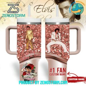 Elvis Presley Music Custom Stanley Quencher 40oz Stainless Steel Tumbler With Handle - Threewoofs