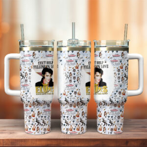 Elvis Presley Music Custom Stanley Quencher 40oz Stainless Steel Tumbler With Handle - Threewoofs