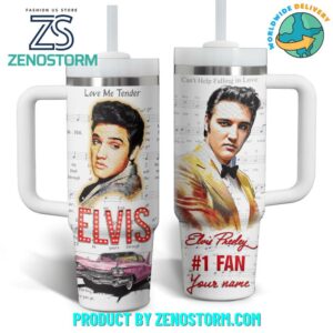 Elvis Presley Music Custom Stanley Quencher 40oz Stainless Steel Tumbler With Handle - Threewoofs