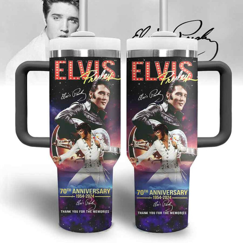 Elvis Presley Music Custom Stanley Quencher 40oz Stainless Steel Tumbler With Handle - Threewoofs - Image 2