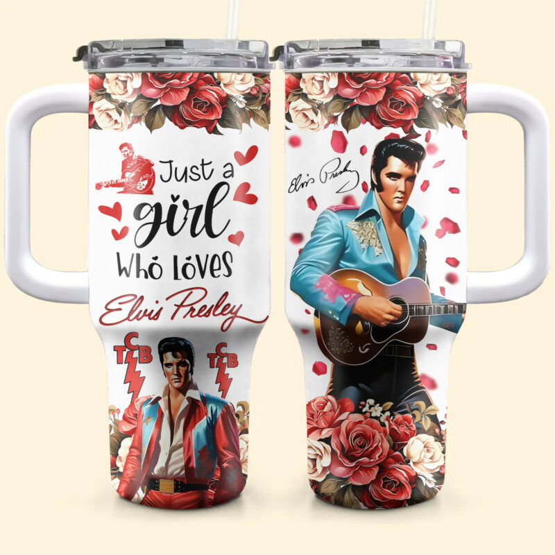 Elvis Presley Music Custom Stanley Quencher 40oz Stainless Steel Tumbler With Handle - Threewoofs - Image 4
