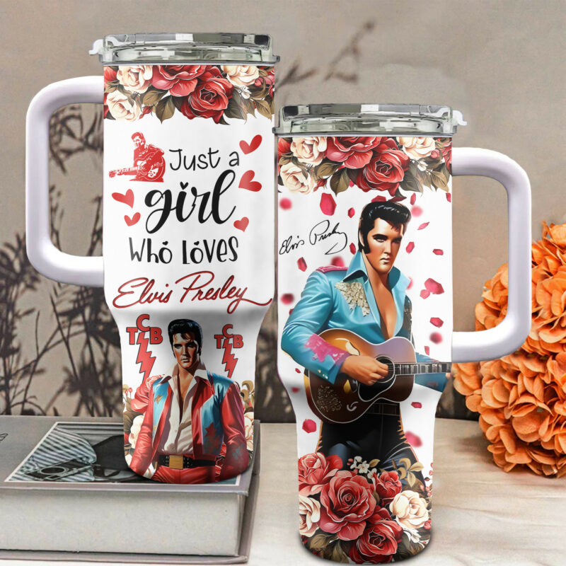 Elvis Presley Music Custom Stanley Quencher 40oz Stainless Steel Tumbler With Handle - Threewoofs - Image 2