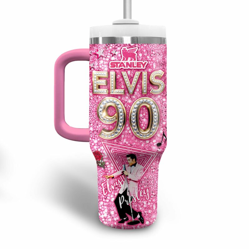 Elvis Presley Music Custom Stanley Quencher 40oz Stainless Steel Tumbler With Handle - Threewoofs - Image 2