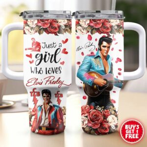 Elvis Presley Music Custom Stanley Quencher 40oz Stainless Steel Tumbler With Handle - Threewoofs