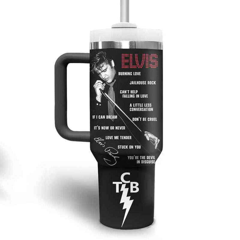 Elvis Presley Music Custom Stanley Quencher 40oz Stainless Steel Tumbler With Handle - Threewoofs - Image 4