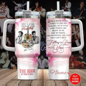 Elvis Presley Music Custom Stanley Quencher 40oz Stainless Steel Tumbler With Handle - Threewoofs