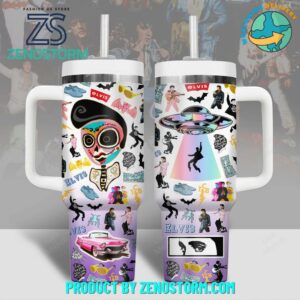 Elvis Presley Music Halloween Custom Stanley Quencher 40oz Stainless Steel Tumbler With Handle - Threewoofs