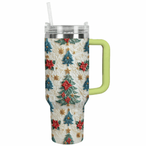 Enchanted Evergreen Blooms Christmas Custom Stanley Quencher 40oz Stainless Steel Tumbler With Handle - Threewoofs