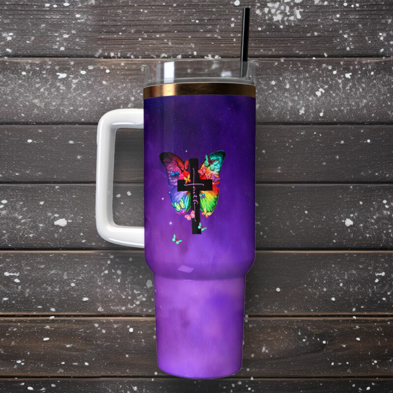 Faith Bible Custom Stanley Quencher 40oz Stainless Steel Tumbler With Handle - Threewoofs - Image 2