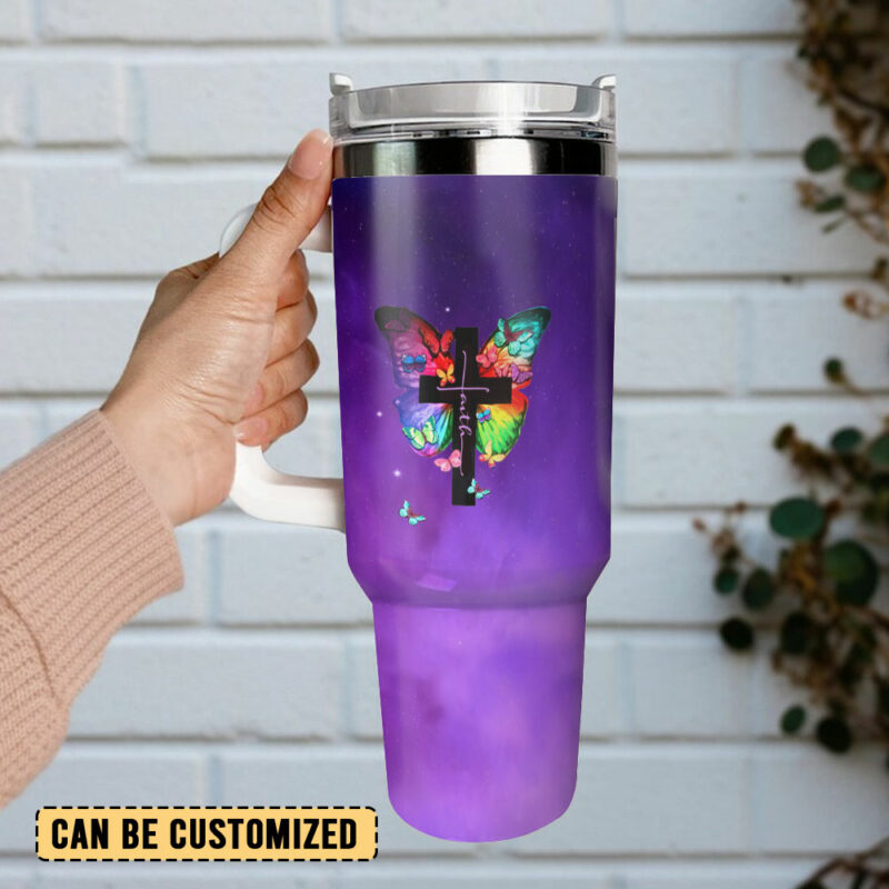 Faith Bible Custom Stanley Quencher 40oz Stainless Steel Tumbler With Handle - Threewoofs - Image 3