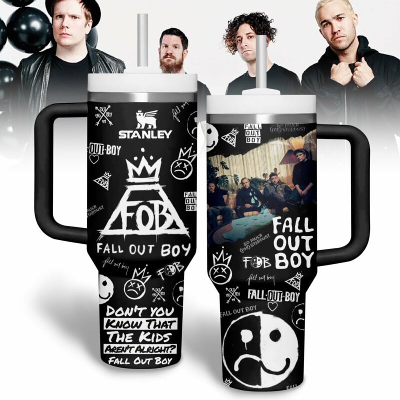Fall Out Boy Music Custom Stanley Quencher 40oz Stainless Steel Tumbler With Handle - Threewoofs