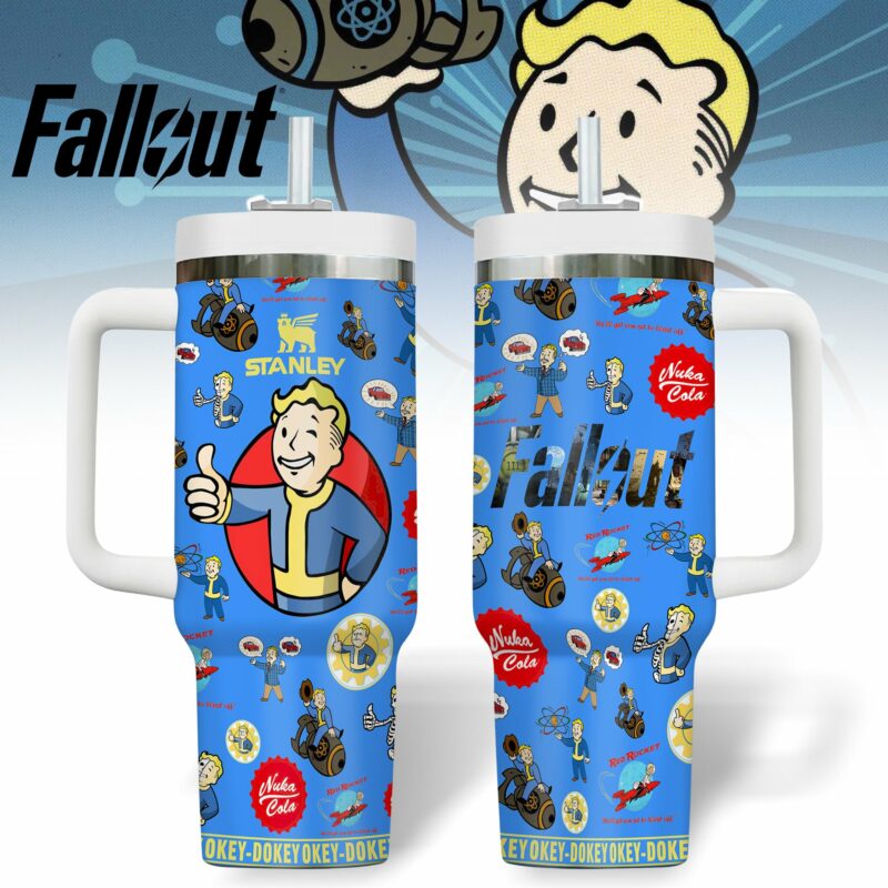 Fallout Games Custom Stanley Quencher 40oz Stainless Steel Tumbler With Handle - Threewoofs