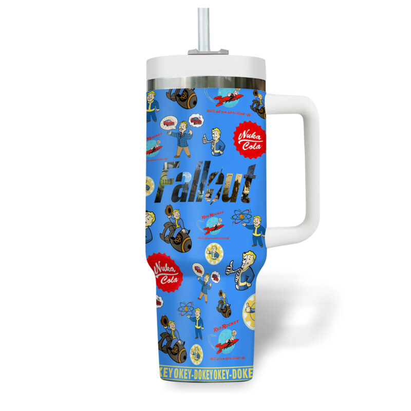 Fallout Games Custom Stanley Quencher 40oz Stainless Steel Tumbler With Handle - Threewoofs - Image 4