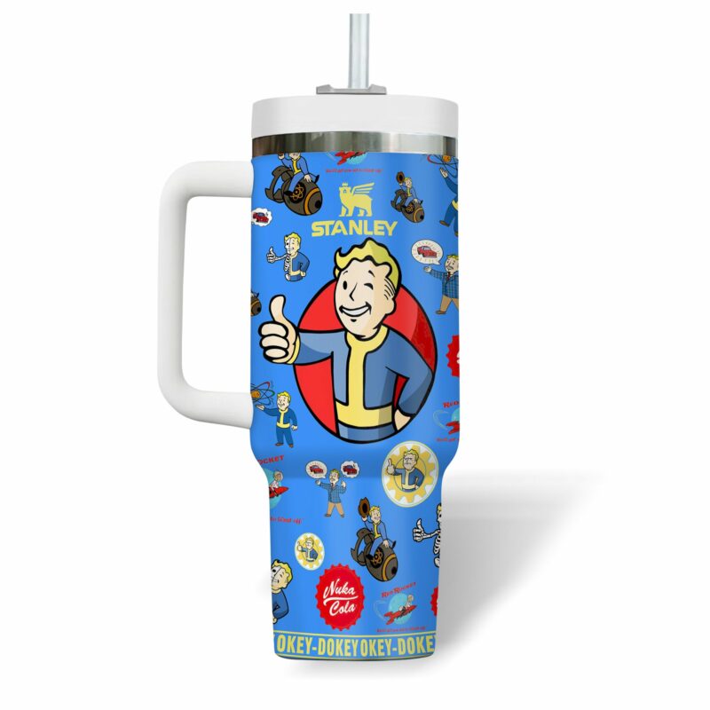 Fallout Games Custom Stanley Quencher 40oz Stainless Steel Tumbler With Handle - Threewoofs - Image 2