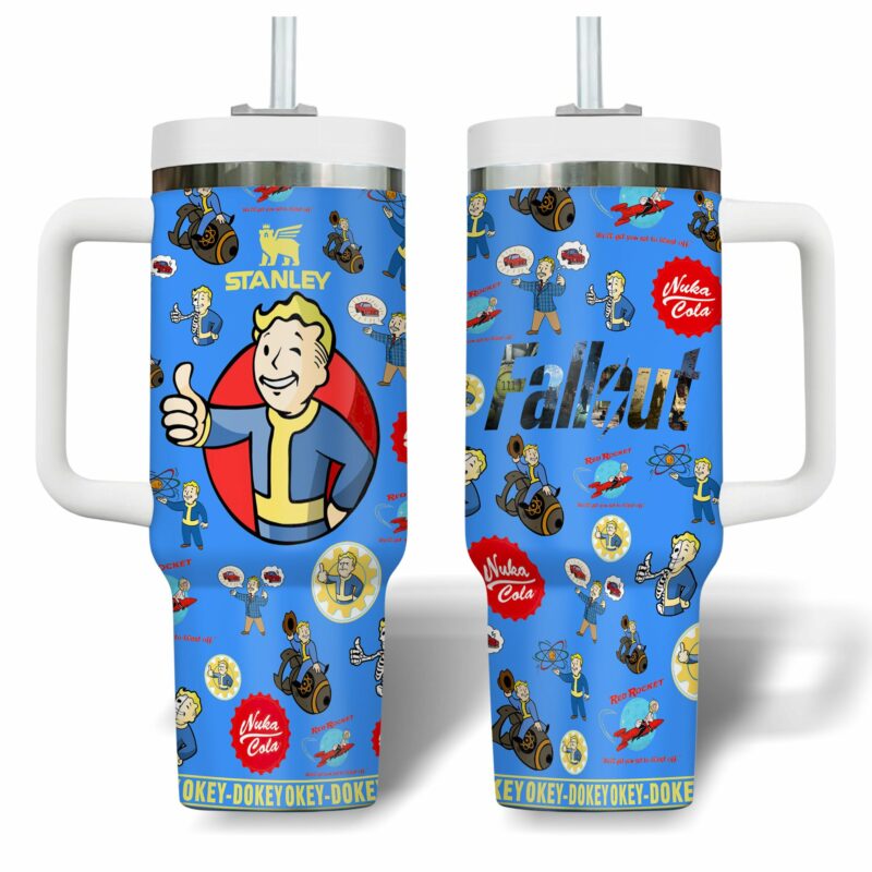 Fallout Games Custom Stanley Quencher 40oz Stainless Steel Tumbler With Handle - Threewoofs - Image 3