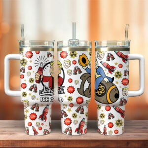 Fallout Nuka Cola Games Custom Stanley Quencher 40oz Stainless Steel Tumbler With Handle - Threewoofs