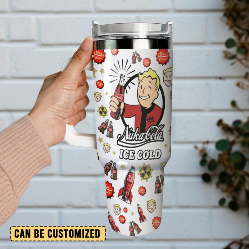 Fallout Nuka Cola Games Custom Stanley Quencher 40oz Stainless Steel Tumbler With Handle - Threewoofs - Image 3