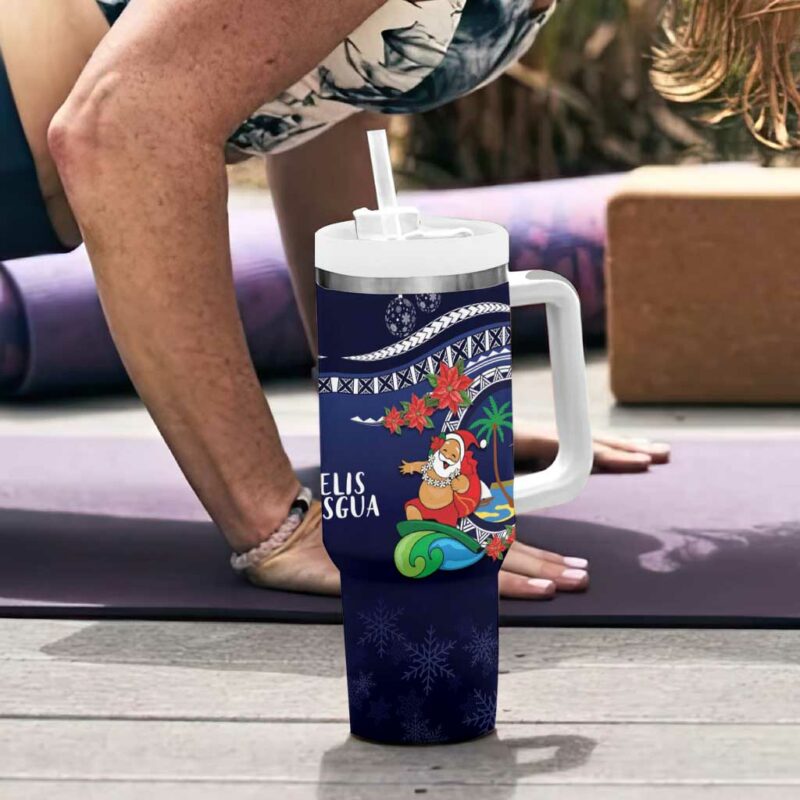 Felis Pusgua Guam Santa Merry Christmas with Polynesian Tribal Custom Stanley Quencher 40oz Stainless Steel Tumbler With Handle - Threewoofs - Image 6