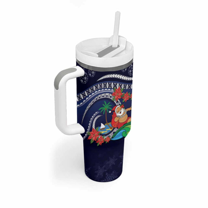 Felis Pusgua Guam Santa Merry Christmas with Polynesian Tribal Custom Stanley Quencher 40oz Stainless Steel Tumbler With Handle - Threewoofs - Image 2