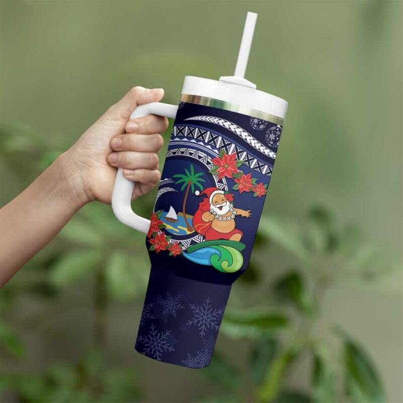 Felis Pusgua Guam Santa Merry Christmas with Polynesian Tribal Custom Stanley Quencher 40oz Stainless Steel Tumbler With Handle - Threewoofs - Image 3