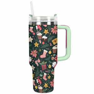 Festive Christmas Custom Stanley Quencher 40oz Stainless Steel Tumbler With Handle - Threewoofs