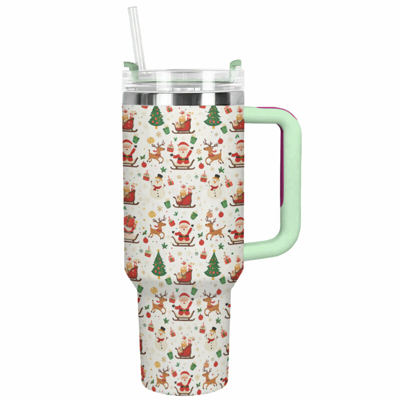 Festive Christmas Joy Custom Stanley Quencher 40oz Stainless Steel Tumbler With Handle - Threewoofs