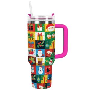 Festive Joy Christmas Custom Stanley Quencher 40oz Stainless Steel Tumbler With Handle - Threewoofs