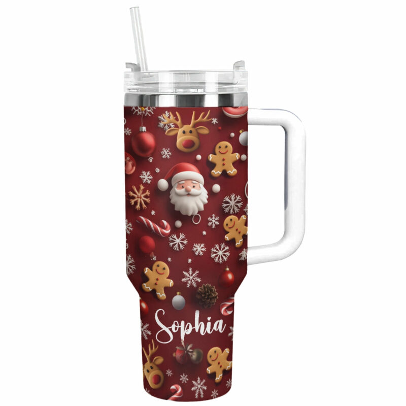 Festive Spirit Christmas Custom Stanley Quencher 40oz Stainless Steel Tumbler With Handle - Threewoofs - Image 3