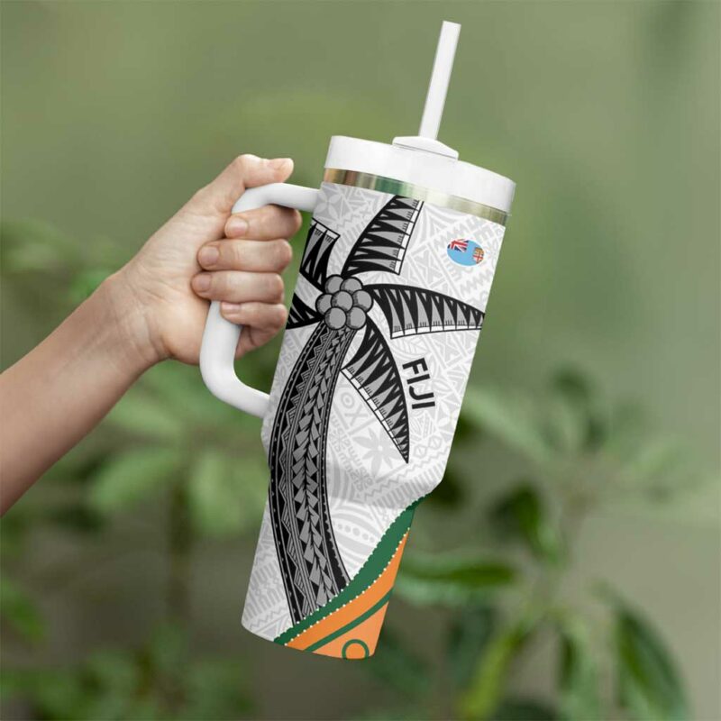 Fiji And Australia Rugby Fijian Palm Tree Mix Aussie Kangaroo Custom Stanley Quencher 40oz Stainless Steel Tumbler With Handle - Threewoofs - Image 3