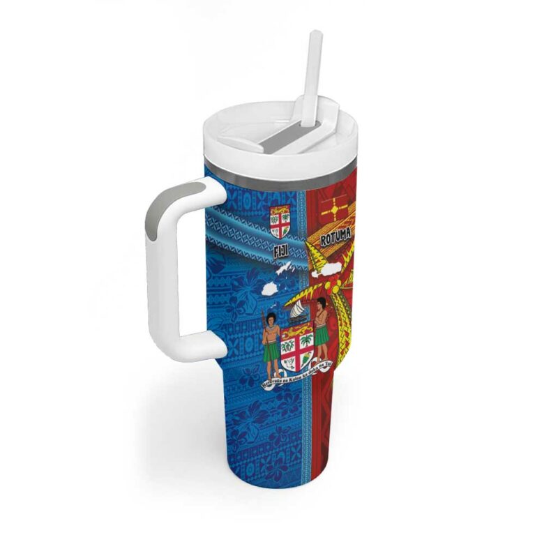 Fiji and Rotuma Together Custom Stanley Quencher 40oz Stainless Steel Tumbler With Handle - Threewoofs - Image 2