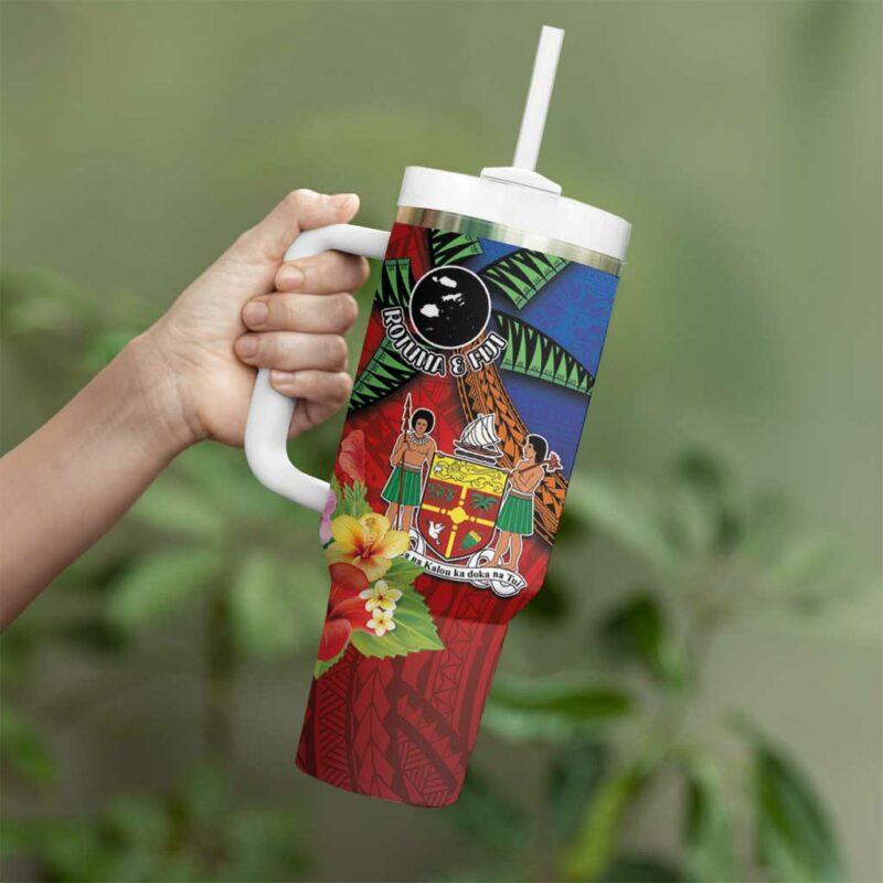 Fiji and Rotuma Together Custom Stanley Quencher 40oz Stainless Steel Tumbler With Handle - Threewoofs - Image 3