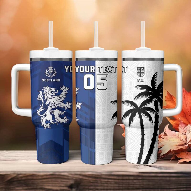 Fiji And Scotland Rugby Custom Stanley Quencher 40oz Stainless Steel Tumbler With Handle - Threewoofs - Image 4