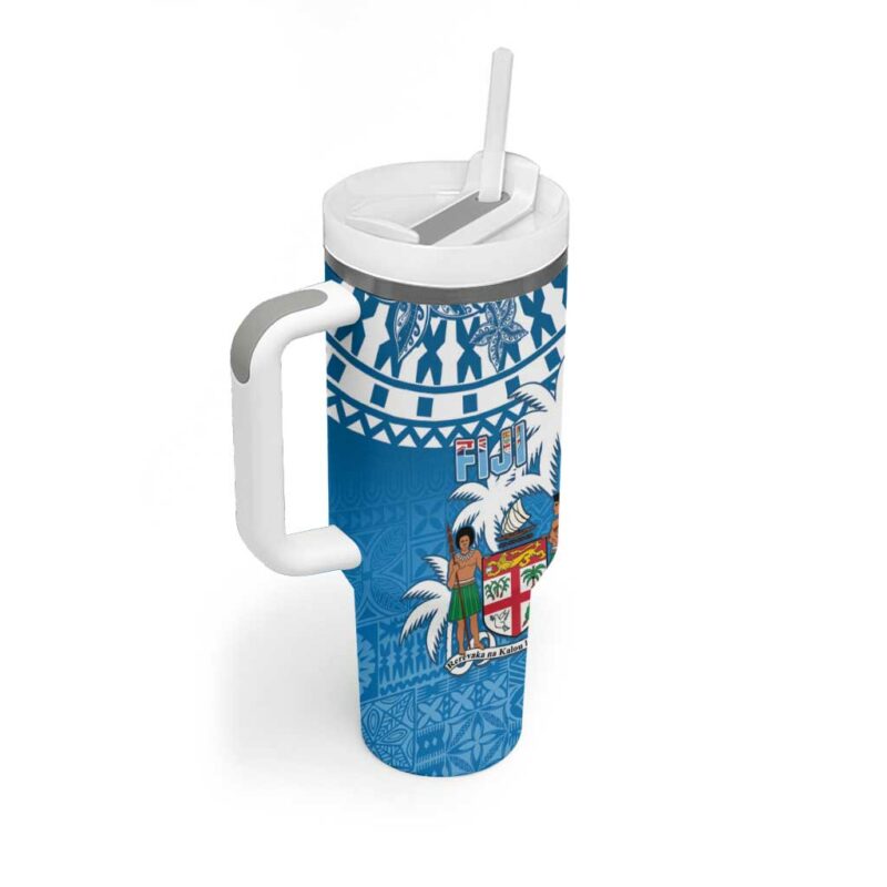 Fiji Bula Fijian Tapa Custom Stanley Quencher 40oz Stainless Steel Tumbler With Handle - Threewoofs - Image 2